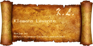 Klemens Levente névjegykártya